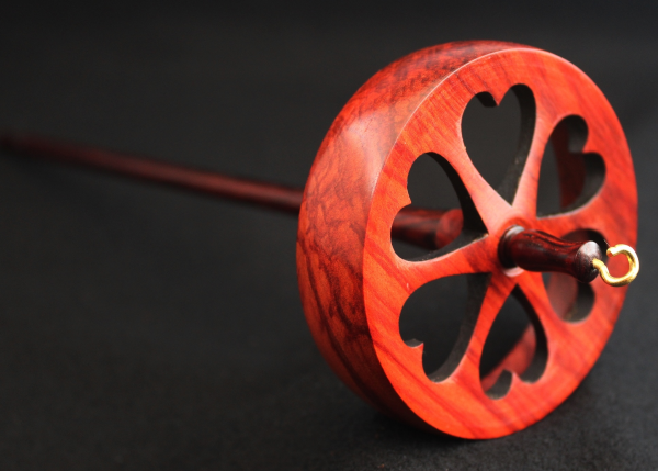 Spanish Peacock "Do Not Drop" Spindle - Heart Design