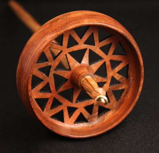 Spanish Peacock "Do Not Drop" Spindle - Mosaic Design 