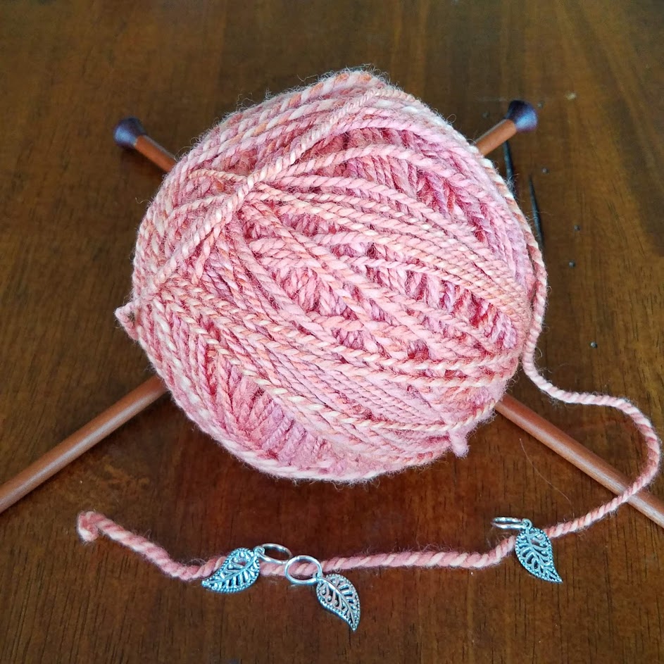 The handspun for my WWKIP day project ... it's not bubble gum pink, I swear!