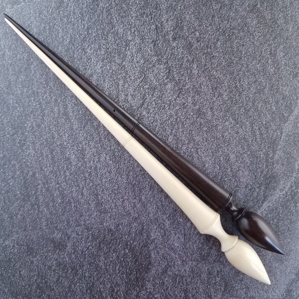 Supported Spinning Fashion Show Model(s) 7: A Holly and Ebony Russian Spindle "Set"