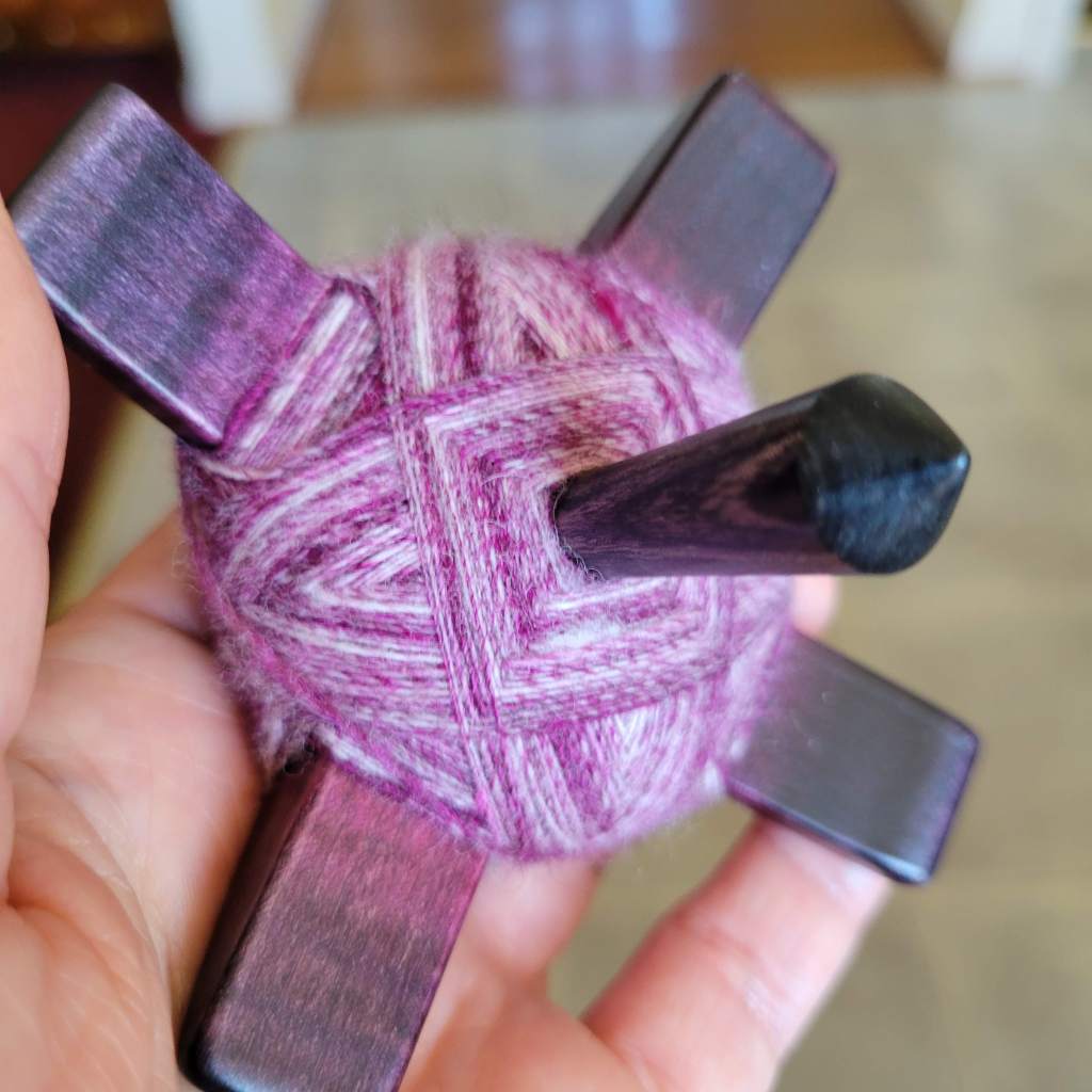The underside of my "fat turtle" wrap on the Turkish spindle