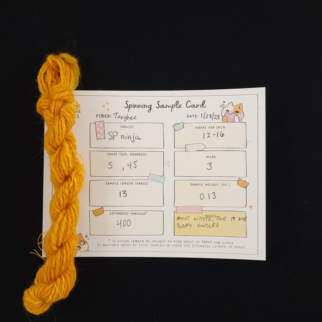 Three ply spinning sample results