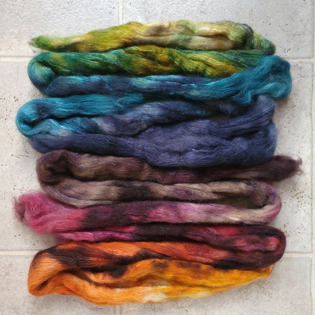 Fiber laid out starting with orange, which was my original plan