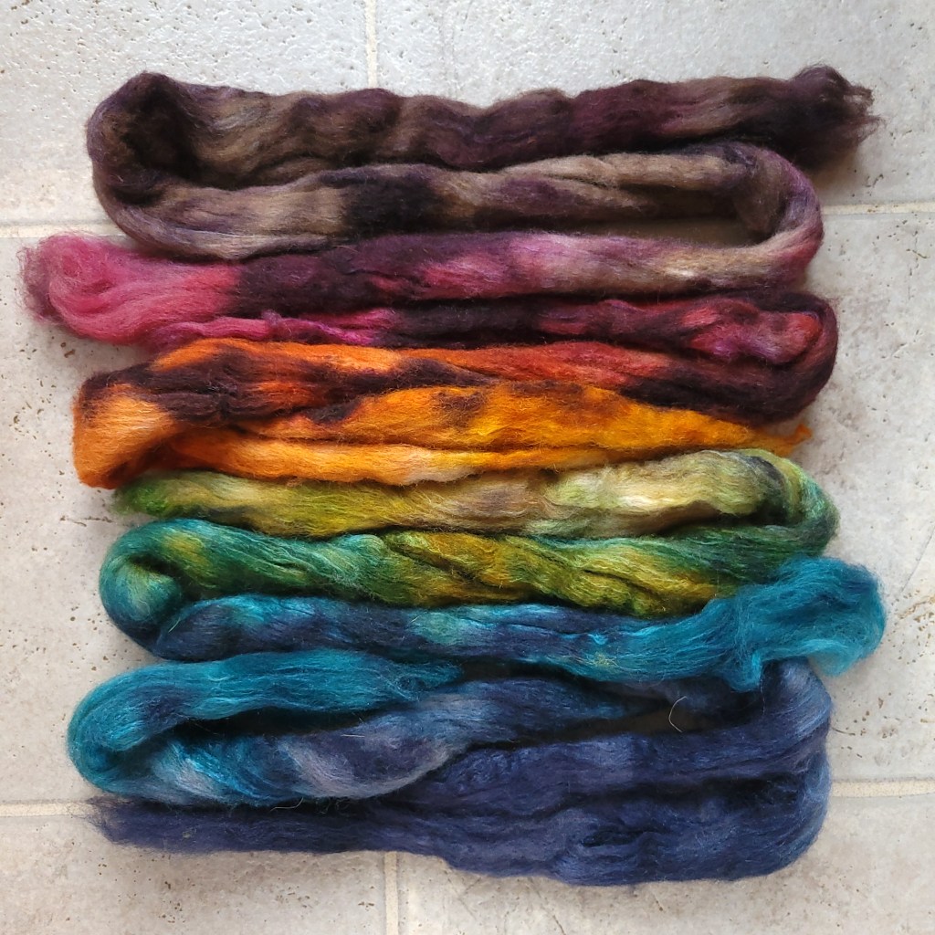 Fiber laid out in a different color order, starting with blue